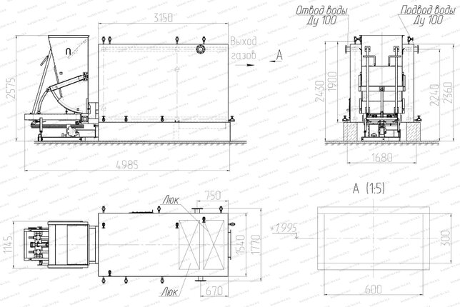 Котел КВм 1.5 МВт с ТШПМ чертеж